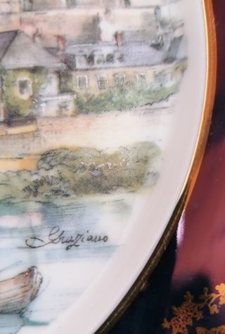 Piatto Limoges Porcellana Dipinta Castello