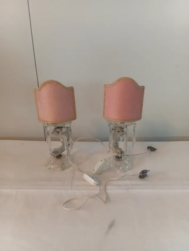 Coppia Lampade Vintage Maria Teresa in cristallo