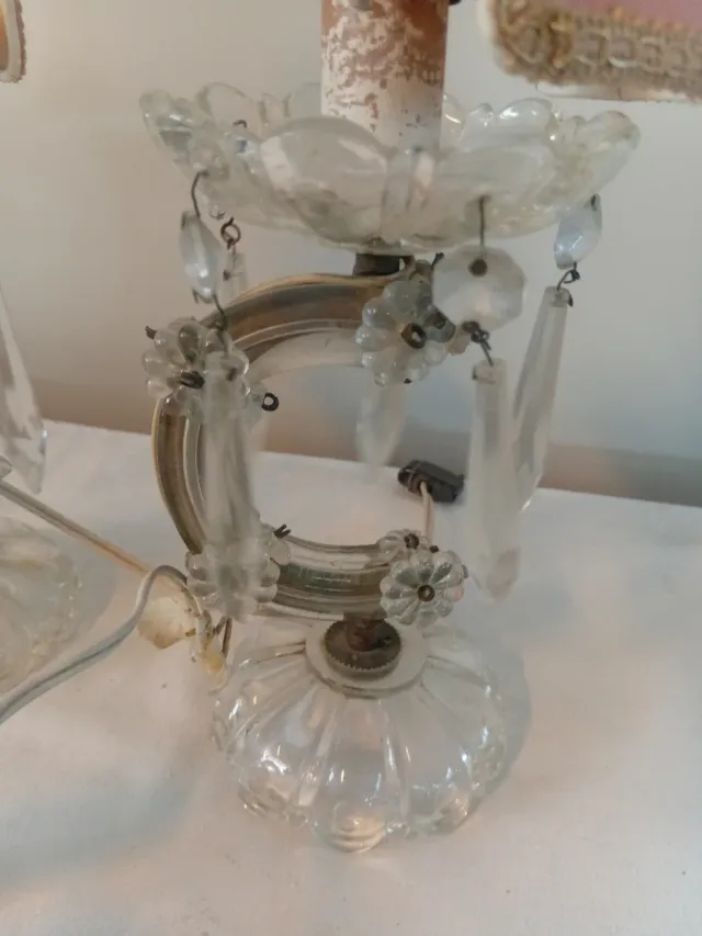 Coppia Lampade Vintage Maria Teresa in cristallo