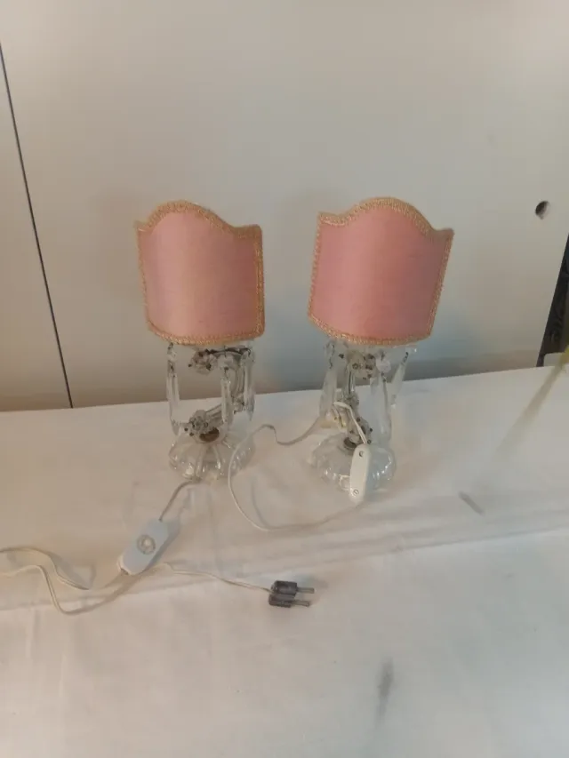 Coppia Lampade Vintage Maria Teresa in cristallo