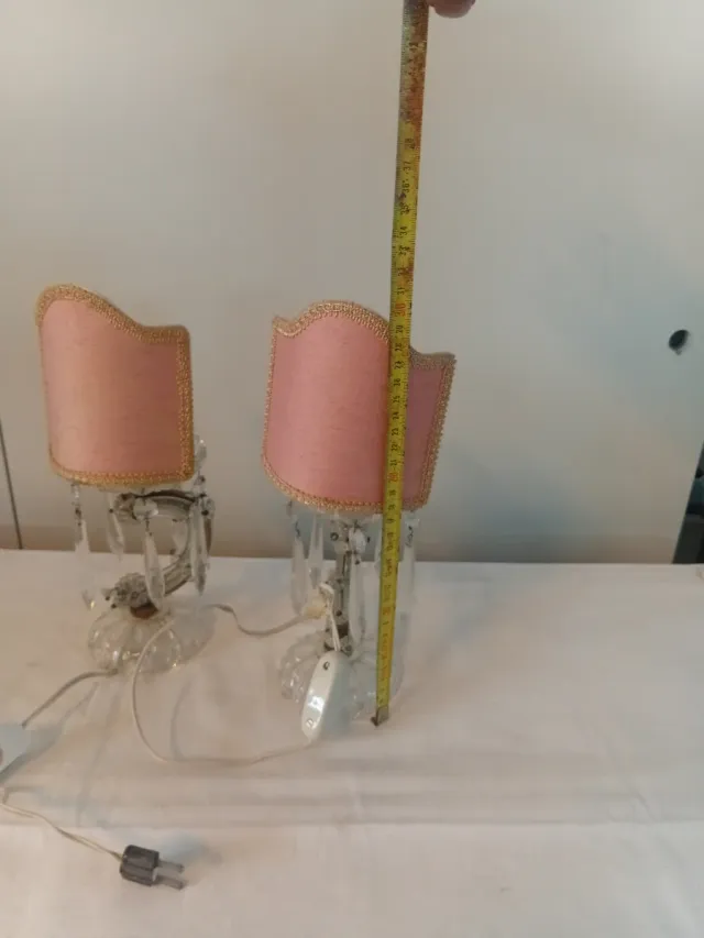 Coppia Lampade Vintage Maria Teresa in cristallo