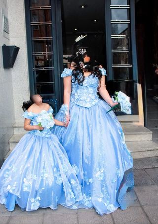 Vestido 15 años azul cielo