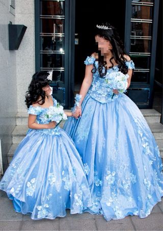 Vestido 15 años azul cielo