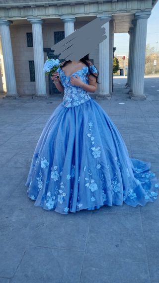 Vestido 15 años azul cielo