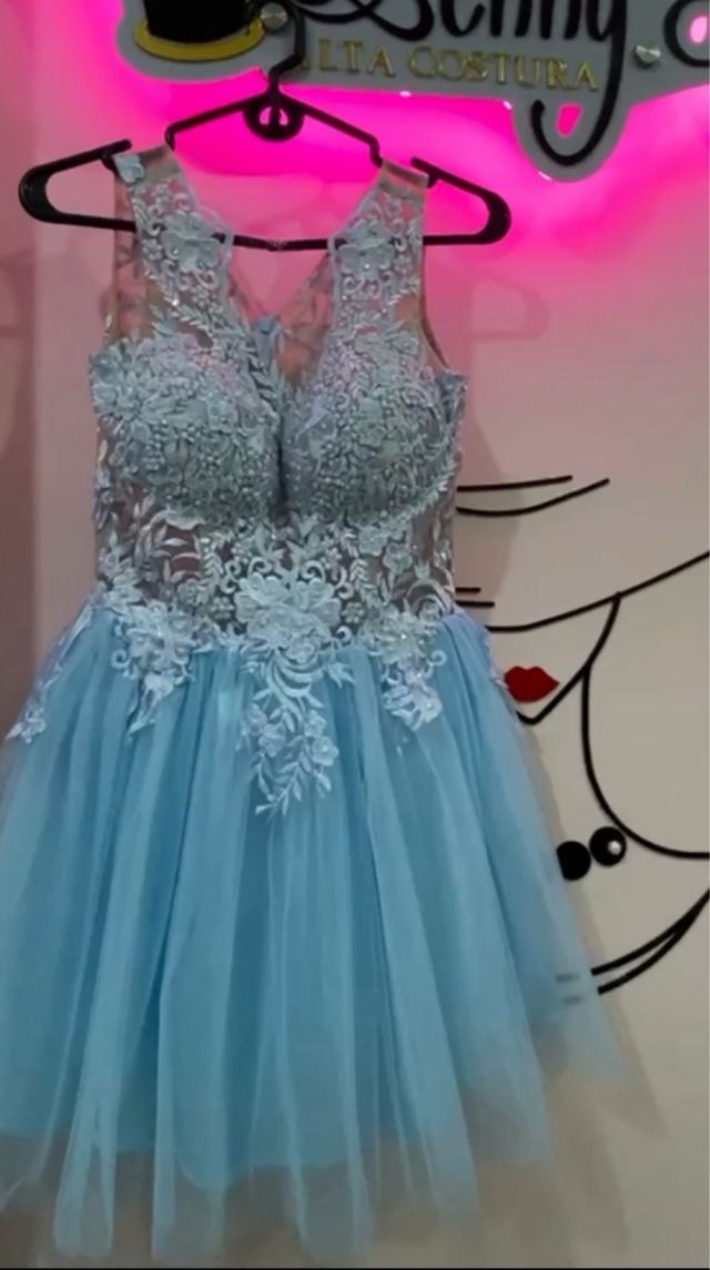 Vestido 15 años azul cielo