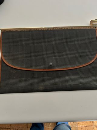 Cartella porta documenti plaid marrone/grigio