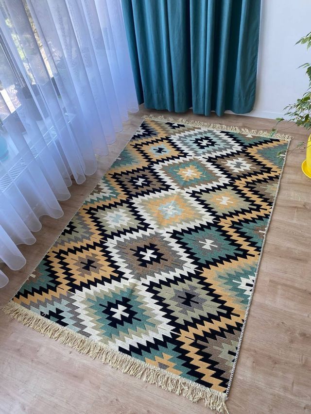 Tappeto in cotone con design etnico 160x250