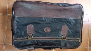 Maleta Vintage Ruedas Negra y Marrón