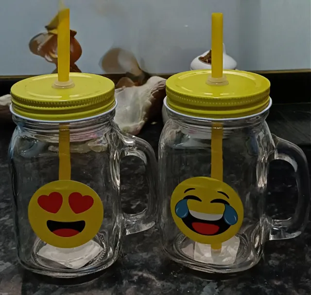 Jarras Mason Jar con Emojis (2 unidades)