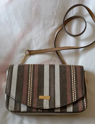 Bolso de mano rayas beige y marrón