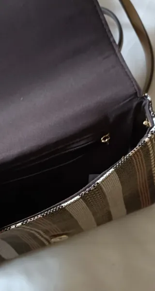 Bolso de mano rayas beige y marrón