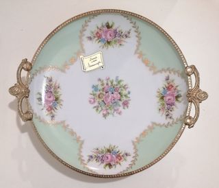 Piatto Limoges decorato a mano con dettagli in oro