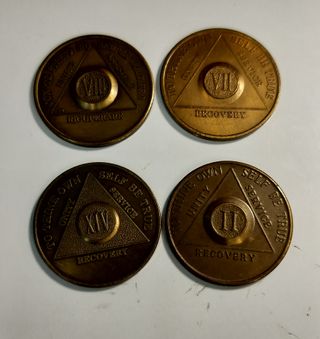 Lotto 4 Monete Bronzo Alcolisti Anonimi