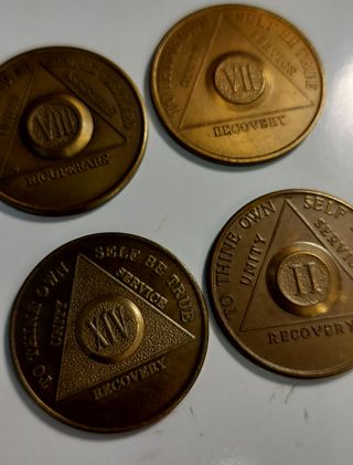 Lotto 4 Monete Bronzo Alcolisti Anonimi