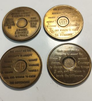 Lotto 4 Monete Bronzo Alcolisti Anonimi