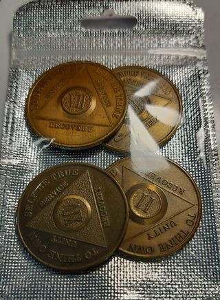 Lotto 4 Monete Bronzo Alcolisti Anonimi