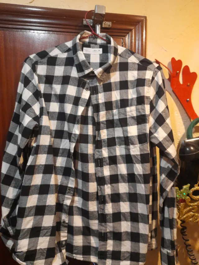 Camisa Zara cuadros blanco y negro Talla XS