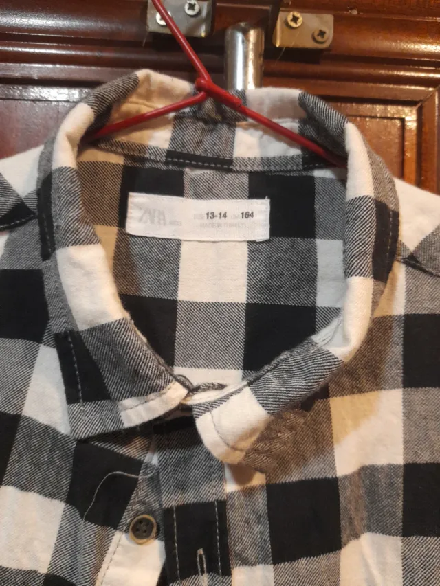 Camisa Zara cuadros blanco y negro Talla XS
