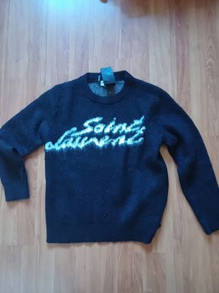 Jersey Saint Laurent negro con logo