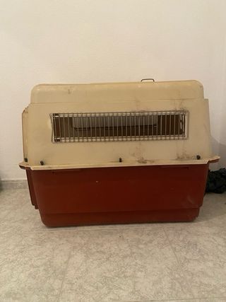 Transportín para perros beige y rojo