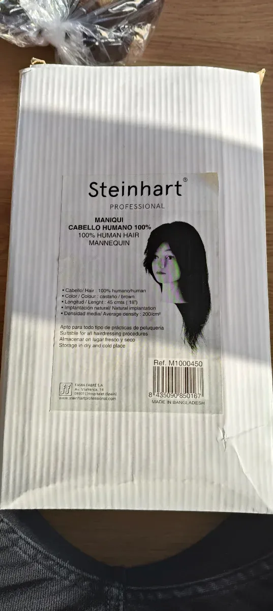 Maniquí pelo humano 45cm Steinhart castaño