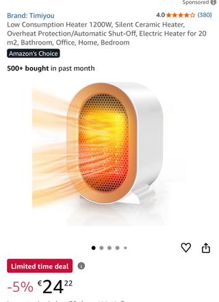 calefactor de bajo consumo 1200w