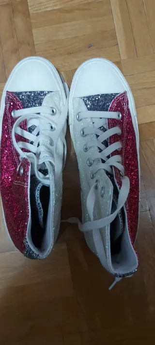 Zapatillas Converse Glitter Rosa y Plata