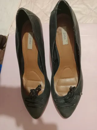 Zapatos Zara Mujer Negros Tacón Bajo