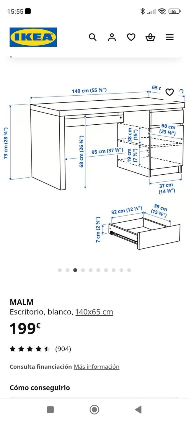 Escritorio Malm IKEA Roble