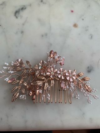 Fermaglio capelli oro rosa con fiori