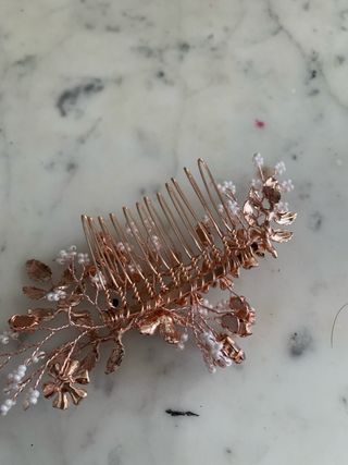 Fermaglio capelli oro rosa con fiori