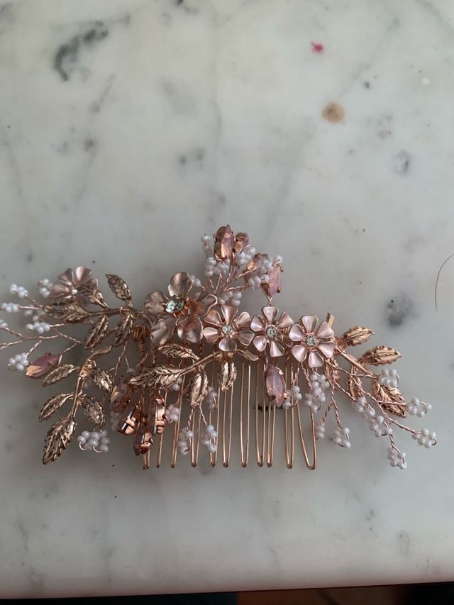 Fermaglio capelli oro rosa con fiori