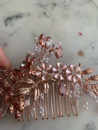 Fermaglio capelli oro rosa con fiori