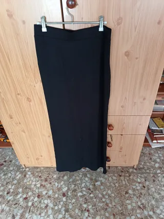 Falda larga de algodón negra