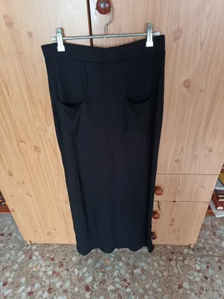 Falda larga de algodón negra