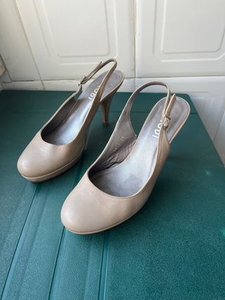 Zapatos de tacón beige mujer talla 39