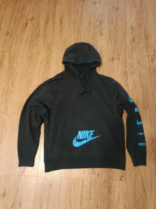 Sudadera Nike Negra con Logo Azul