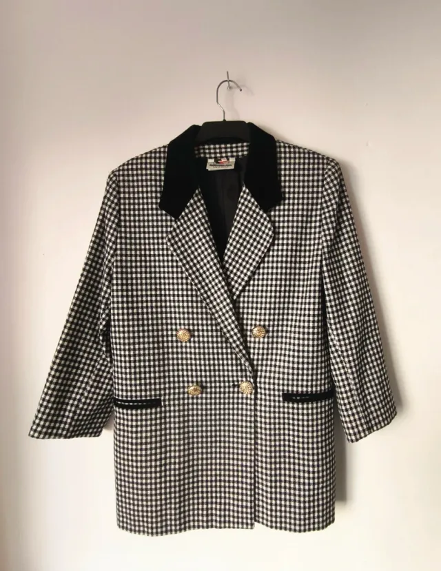 Blazer Vintage Cuadros Negro Blanco