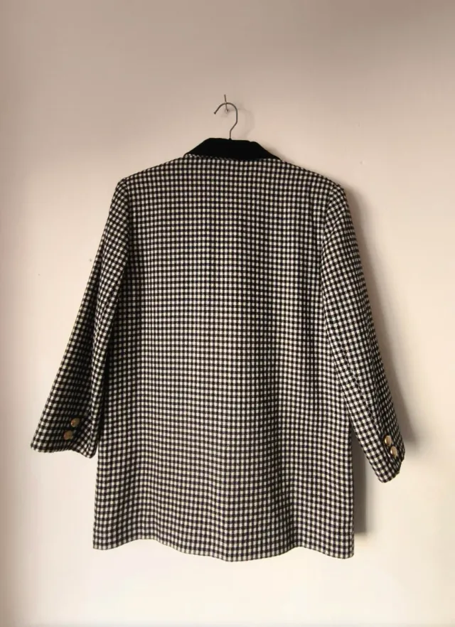 Blazer Vintage Cuadros Negro Blanco