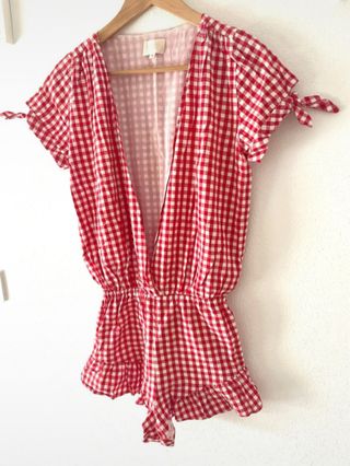 Mono Coosy cuadros rojo y blanco