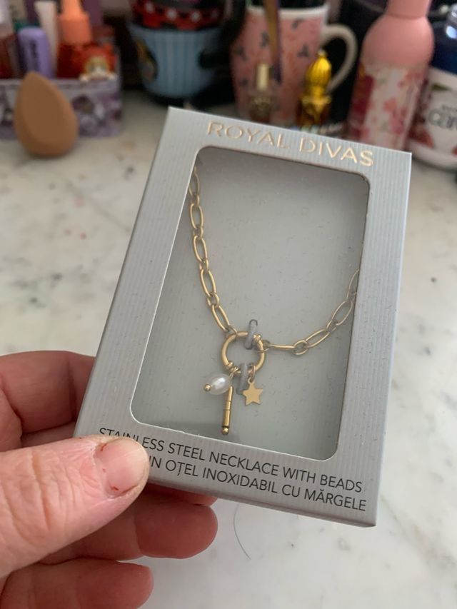 Royal Divas Collana Acciaio Inox con Perle e Stell