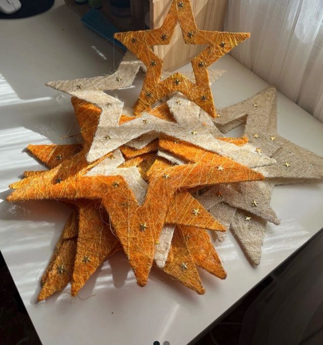 Estrellas Decoración Navidad Beige Naranja