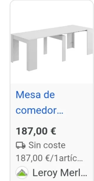 Mesa comedor extensible blanca Leroy Merlin