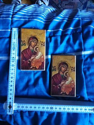 2 piccole icone sacre in legno