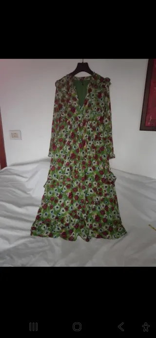 Abito lungo floreale verde