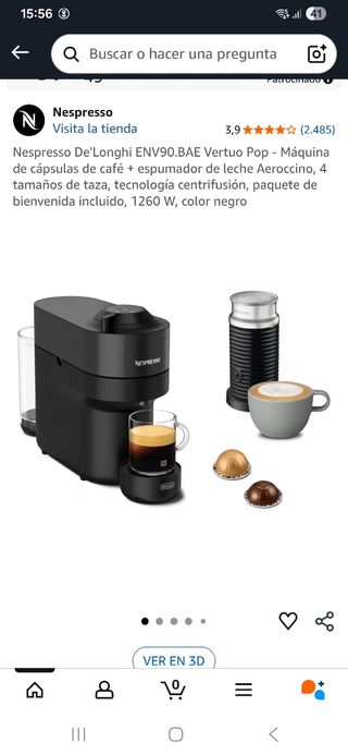 Cafetera Nespresso Vertuo Pop Negra