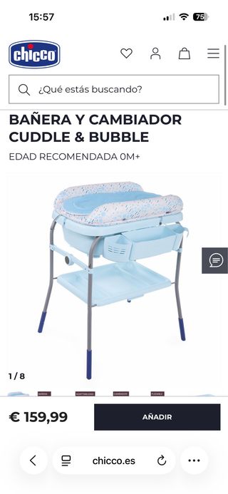 Bañera y cambiador Chicco Cuddle & Bubble