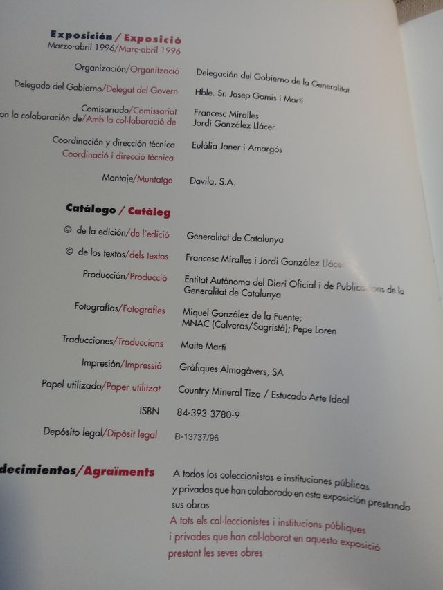 josep amat - catalogo exposición 1996