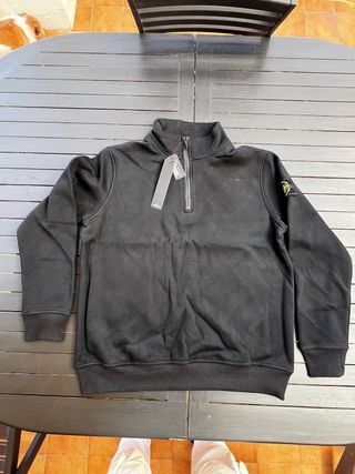 Sudadera Stone Island Negra Media Cremallera