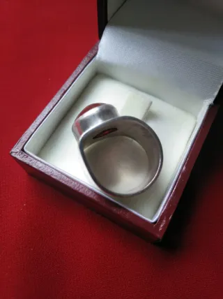 Anillo Plata Vintage Piedra Roja